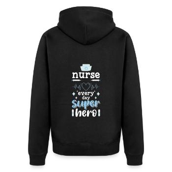 Everyday Superhero Lifesaver Work - Unisex Premium Organic Zip Hoodie - black - Back - Nico (187cm)