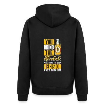 Alkoholiker Alkoholexzess Trinker Kneipe - Unisex Premium Bio Zip Hoodie - Schwarz - Hinten - Nico (187cm)
