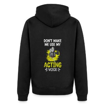 Bühne Maske Kino - Unisex Premium Bio Zip Hoodie - Schwarz - Hinten - Nico (187cm)