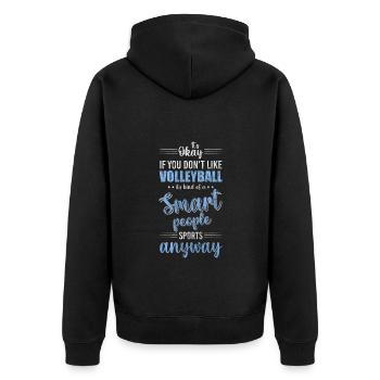 Volleyballer Ball Strand - Unisex Premium Bio Zip Hoodie - Schwarz - Hinten - Nico (187cm)