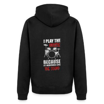 Nachbarn Freundschaft Bier - Unisex Premium Bio Zip Hoodie - Schwarz - Hinten - Nico (187cm)