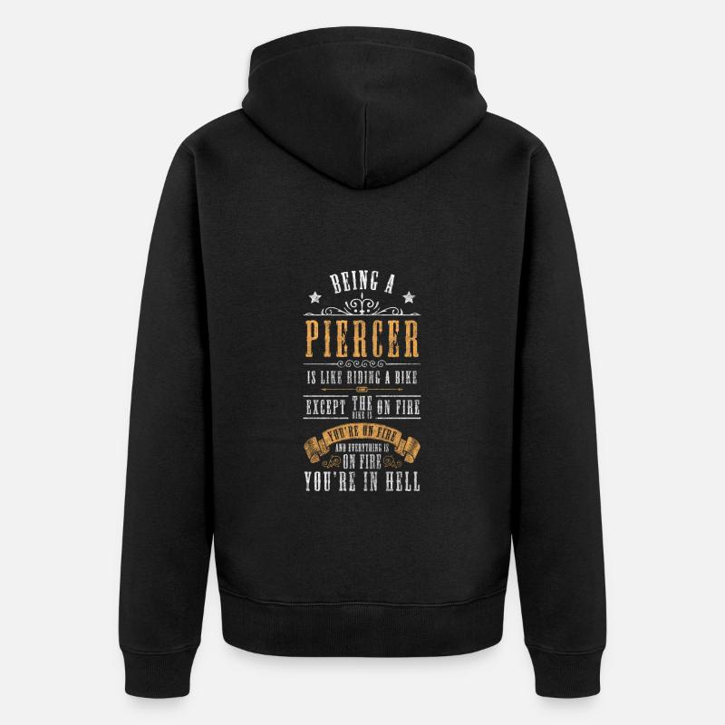 Piercer Nadel Beruf Ring - Unisex Premium Bio Zip Hoodie - Schwarz