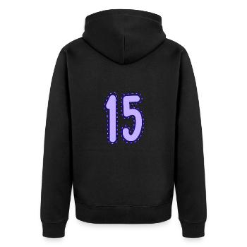 15. 15 JAHRE. 15. JAHRESTAG. 15-JÄHRIGES JUBILÄUM. - Unisex Premium Bio Zip Hoodie - Schwarz - Hinten - Nico (187cm)