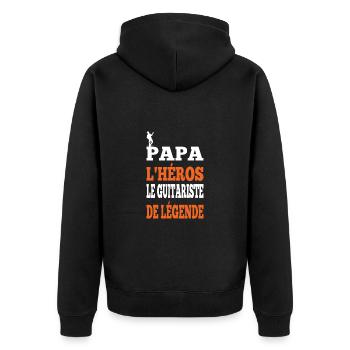 Papa le héros le guitariste de légende t-shirt - Veste à capuche bio Premium Unisexe - noir - Dos - Nico (187cm)