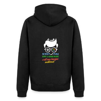 Maillot programmeur codeur idée cadeau humour - Veste à capuche bio Premium Unisexe - noir - Dos - Nico (187cm)