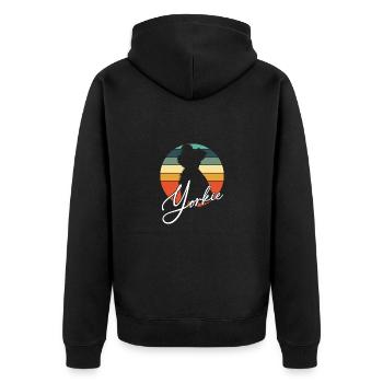 Yorkie Yorkshire Terrier im Farbkreis - Unisex Premium Bio Zip Hoodie - Schwarz - Hinten - Nico (187cm)