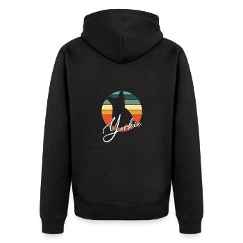 Yorkie Yorkshire Terrier in Vintage Circle - Unisex Premium Organic Zip Hoodie - black - Back - Nico (187cm)