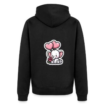 Cute baby elephant with heart balloon elephant mom - Unisex Premium Organic Zip Hoodie - black - Back - Nico (187cm)