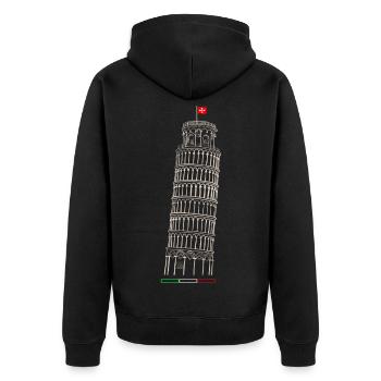 Schiefe Turm von Pisa - Unisex Premium Bio Zip Hoodie - Schwarz - Hinten - Nico (187cm)