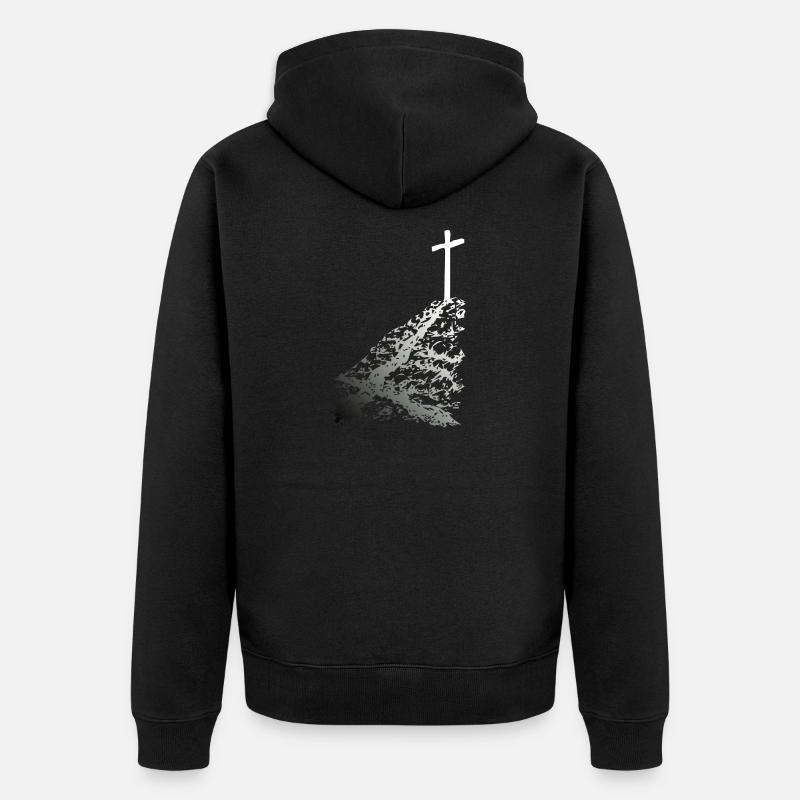 Croix blanche avec ombre - Veste à capuche bio Premium Unisexe - noir