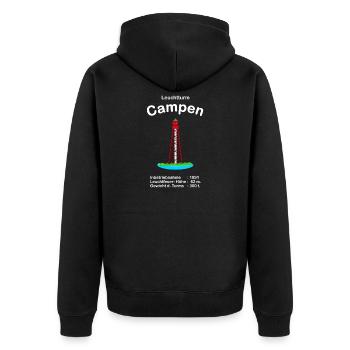 Leuchtturm Campen an der Ems Nordsee Handzeichnung - Unisex Premium Bio Zip Hoodie - Schwarz - Hinten - Nico (187cm)