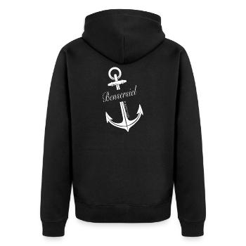 Bensersiel - Unisex Premium Bio Zip Hoodie - Schwarz - Hinten - Nico (187cm)