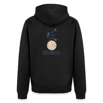 Das Sternbild Wassermann - Unisex Premium Bio Zip Hoodie - Schwarz - Hinten - Nico (187cm)