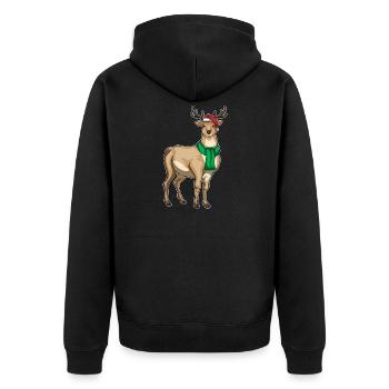 Rentier Weihnachten Winter - Unisex Premium Bio Zip Hoodie - Schwarz - Hinten - Nico (187cm)