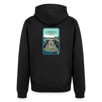 Illustration Rossio Square, Lisbon - Unisex Premium Organic Zip Hoodie - black - Back - Nico (187cm)