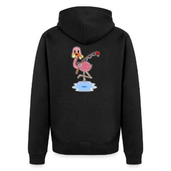 Flamingo Angler Fisch Angeln - Unisex Premium Bio Zip Hoodie - Schwarz - Hinten - Nico (187cm)