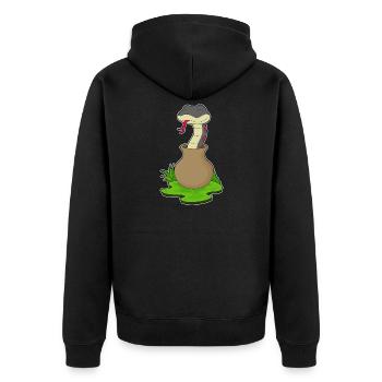 Schlange Vase - Unisex Premium Bio Zip Hoodie - Schwarz - Hinten - Nico (187cm)