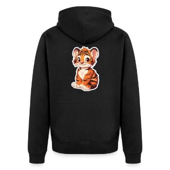 Süsser Tiger – Lustige Geschenkidee für Kinder - Unisex Premium Bio Zip Hoodie - Schwarz - Hinten - Nico (187cm)