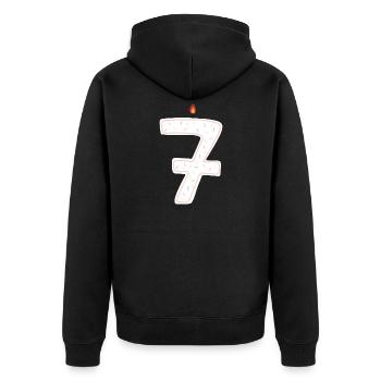 Skurrile Geburtstagskerze Nummer Sieben - Unisex Premium Bio Zip Hoodie - Schwarz - Hinten - Nico (187cm)