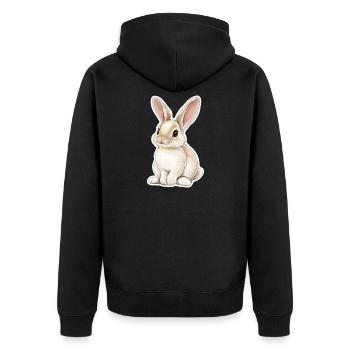 Hase - Unisex Premium Bio Zip Hoodie - Schwarz - Hinten - Nico (187cm)