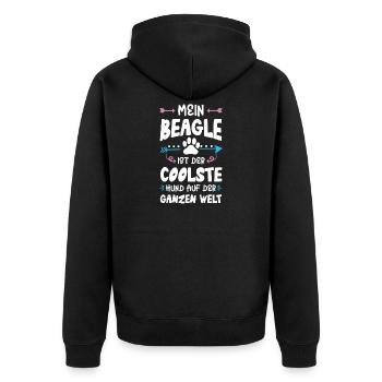 beagle hund spruch - Unisex Premium Bio Zip Hoodie - Schwarz - Hinten - Nico (187cm)