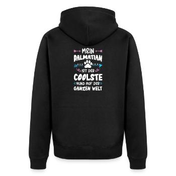 dalmatiner hund spruch - Unisex Premium Bio Zip Hoodie - Schwarz - Hinten - Nico (187cm)