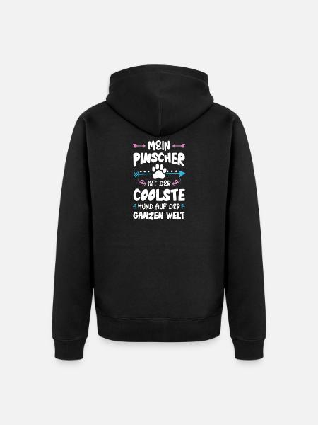 pinscher dog saying - Unisex Premium Organic Zip Hoodie - black