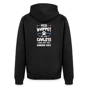 whippet hund spruch - Unisex Premium Bio Zip Hoodie - Schwarz - Hinten - Nico (187cm)