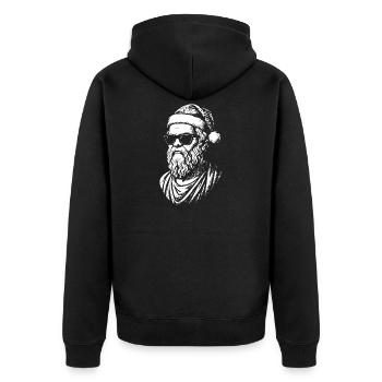 Weihnachtsmann Sonnenbrillen Pop Art - Unisex Premium Bio Zip Hoodie - Schwarz - Hinten - Nico (187cm)