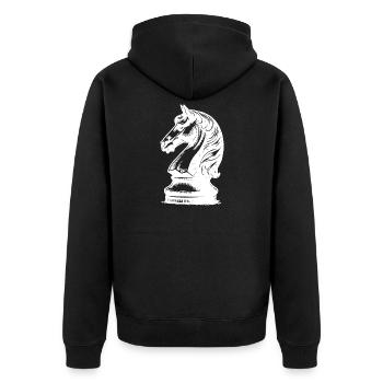 Chessboard with chess pieces king and pawns - Unisex Premium Organic Zip Hoodie - black - Back - Nico (187cm)