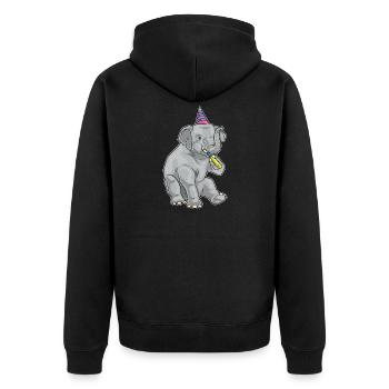Elefant Geburtstag Tröte - Unisex Premium Bio Zip Hoodie - Schwarz - Hinten - Nico (187cm)