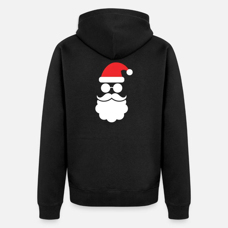 Weihnachtsmann mit Bart Minimal Kopf Design - Unisex Premium Bio Zip Hoodie - Schwarz