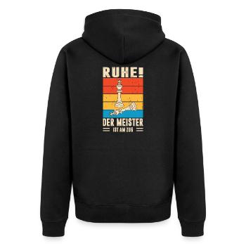 Schachspieler Geschenke Schach Zubehör Schachbrett - Unisex Premium Bio Zip Hoodie - Schwarz - Hinten - Nico (187cm)