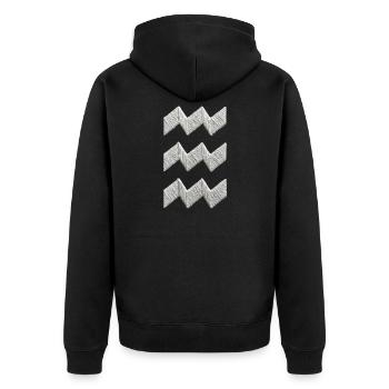 Eindhoven Vibes origami-bestickter Look (gedruckt) - Unisex Premium Bio Zip Hoodie - Schwarz - Hinten - Nico (187cm)