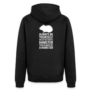 Hamster Sprüche Hamster Lustiges Hamster Geschenk  - Unisex Premium Bio Zip Hoodie - Schwarz - Hinten - Nico (187cm)