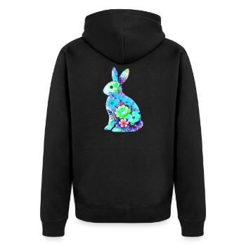 Hase Aquarell Ostern Silhouette - Unisex Premium Bio Zip Hoodie - Schwarz - Hinten - Nico (187cm)