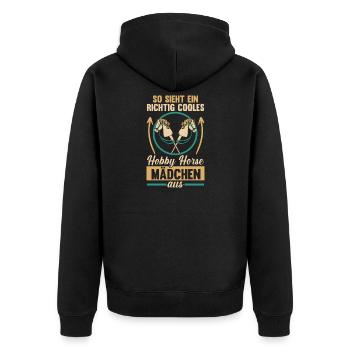 Steckenpferd Hobbyhorse Hobby Horsing - Unisex Premium Bio Zip Hoodie - Schwarz - Hinten - Nico (187cm)