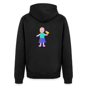 Lächelndes Mädchen Küken Huhn - Unisex Premium Bio Zip Hoodie - Schwarz - Hinten - Nico (187cm)