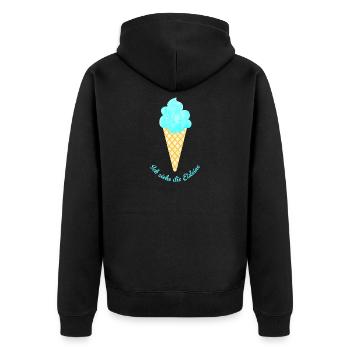 Reißleine ziehen Quote Eis Eiscreme Softeis Sommer - Unisex Premium Bio Zip Hoodie - Schwarz - Hinten - Nico (187cm)