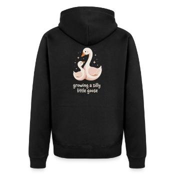 Wachsende Alberne Gänse - Unisex Premium Bio Zip Hoodie - Schwarz - Hinten - Nico (187cm)