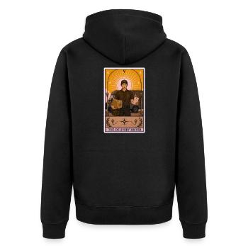 Paketfahrer | Lieferung Kurier Tarot - Unisex Premium Bio Zip Hoodie - Schwarz - Hinten - Nico (187cm)