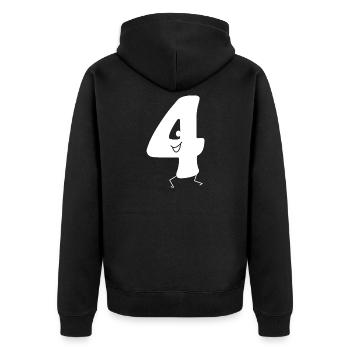 Funny Four : Minimal Numeral 4 | Quatrième - Veste à capuche bio Premium Unisexe - noir - Dos - Nico (187cm)