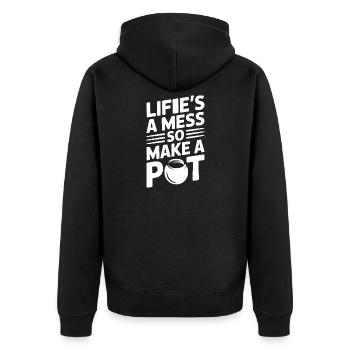Les potiers fabriquent une poterie en pot - Veste à capuche bio Premium Unisexe - noir - Dos - Nico (187cm)