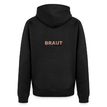 Braut Crew T-Shirt JGA, Junggesellenabschied - Unisex Premium Bio Zip Hoodie - Schwarz - Hinten - Nico (187cm)