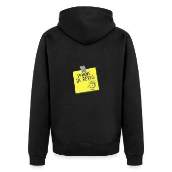 panne de réveil humour être en retard - Veste à capuche bio Premium Unisexe - noir - Dos - Nico (187cm)