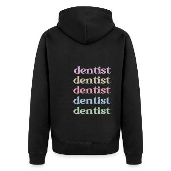 Zahnarzt Geschenk Zahnärztin Zahnmediziner - Unisex Premium Bio Zip Hoodie - Schwarz - Hinten - Nico (187cm)