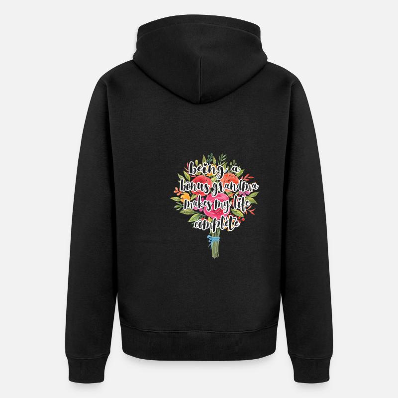 Stolze Bonus-Oma Beste Stiefgroßmutter Geschenk - Unisex Premium Bio Zip Hoodie - Schwarz