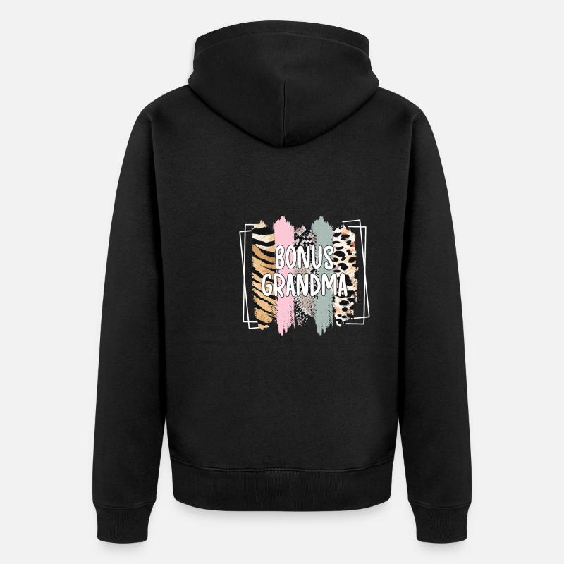 Stolze Bonus-Oma Beste Stiefgroßmutter Geschenk - Unisex Premium Bio Zip Hoodie - Schwarz