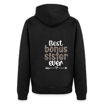 Beste Bonus-Schwester Stolze Stiefschwester - Unisex Premium Bio Zip Hoodie - Schwarz - Hinten - Nico (187cm)