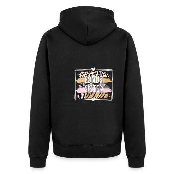 Bonus-Schwester Geschenk Beste Stiefschwester - Unisex Premium Bio Zip Hoodie - Schwarz - Hinten - Nico (187cm)